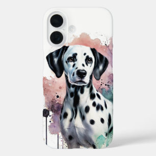 Funda iPhone 16 Arte de acuarela dálmata