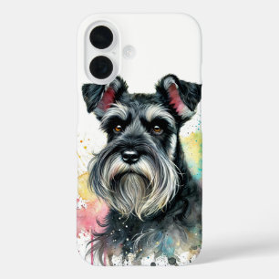 Funda iPhone 16 Arte de acuarela Schnauzer