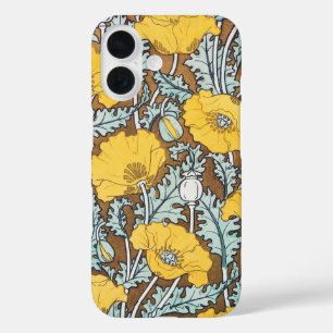 Funda iPhone 16 arte de amapola flor amarillo ilustracion