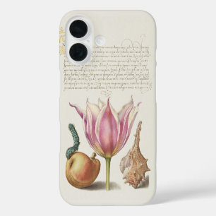 Funda iPhone 16 Arte de Caligrafía del Renacimiento Flor de Tulipá