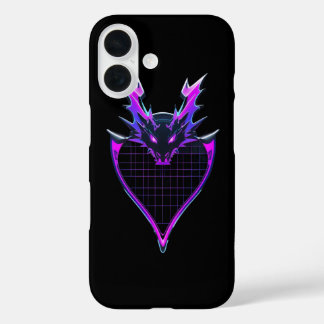 Funda iPhone 16 arte de dragón de neón