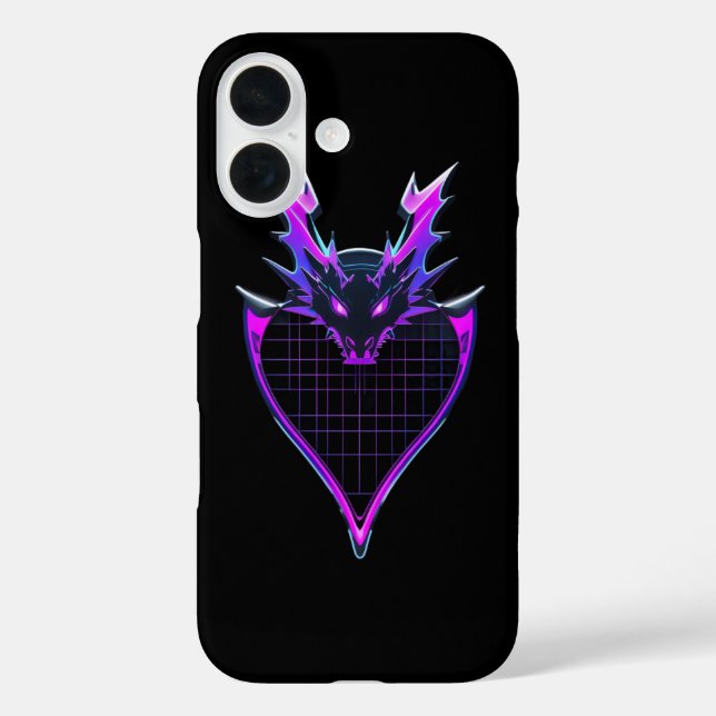 Funda iPhone 16 arte de dragón de neón (Reverso )