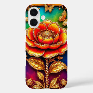 Funda iPhone 16 Arte de Flor Dorada Intrincada