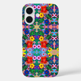 Funda iPhone 16 Arte de flores luminosas abstractas