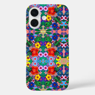 Funda iPhone 16 Arte de flores luminosas abstractas