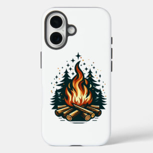 Funda iPhone 16 "Arte de fuego moderno bajo noche estrellada