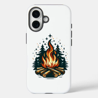 Funda iPhone 16 "Arte de fuego moderno bajo noche estrellada