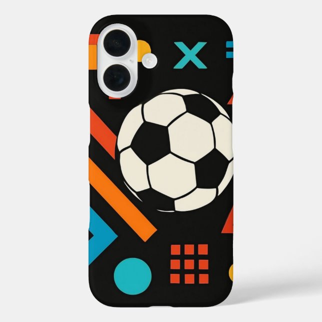 Funda iPhone 16 Arte de fútbol moderno (Reverso )
