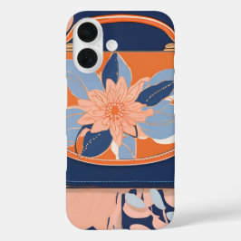 Funda iPhone 16 Arte de IA azul Naranja tropical