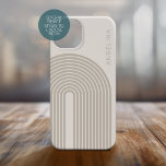 Funda iPhone 16 Arte de línea inspirada de los años 70 - Arco arco<br><div class="desc">Un diseño de estilo boho con estriado y formas circulares en colores sutilmente beige. Un diseño audaz pero mínimo con un área opcional para agregar texto.</div>