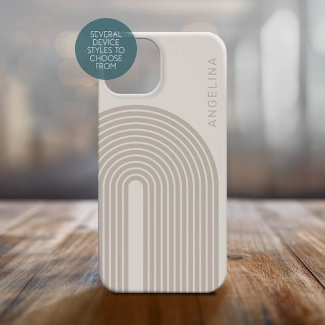 Funda iPhone 16 Arte de línea inspirada de los años 70 - Arco arco (Personalized Phone Case with Custom Text and Trendy Design)