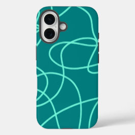Funda iPhone 16 Arte de línea verde azulada