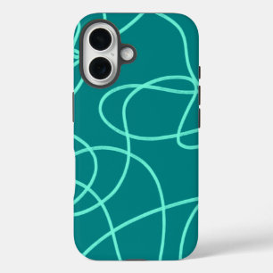 Funda iPhone 16 Arte de línea verde azulada