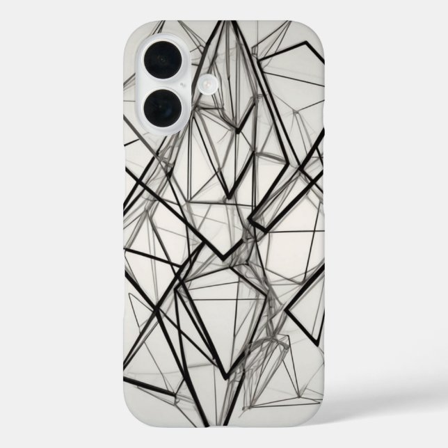 Funda iPhone 16 Arte de líneas de diamantes superpuestas (Reverso )
