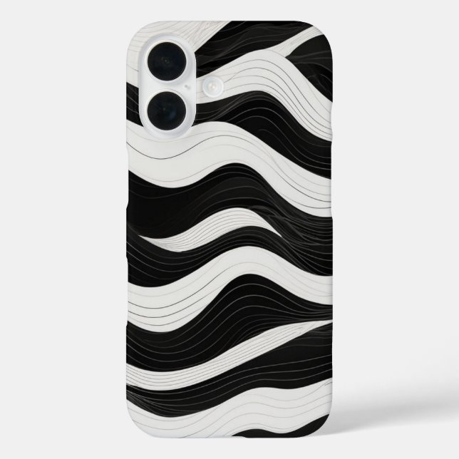 Funda iPhone 16 Arte de líneas de olas en capas (Reverso )