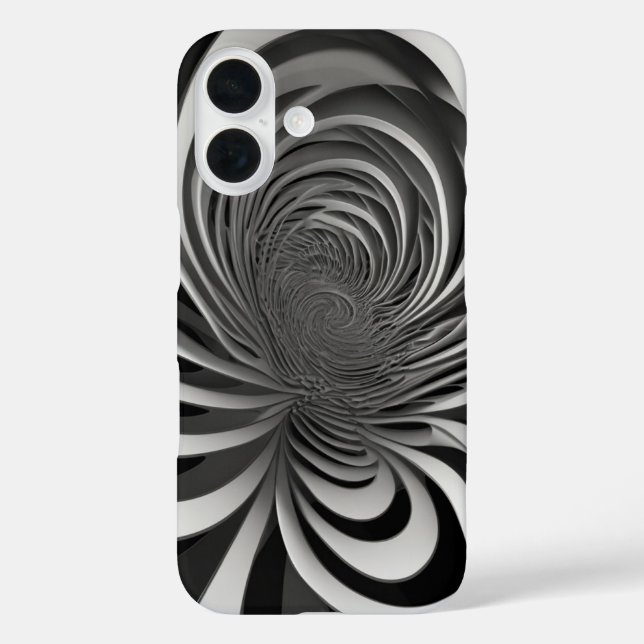 Funda iPhone 16 Arte de líneas espirales (Reverso )