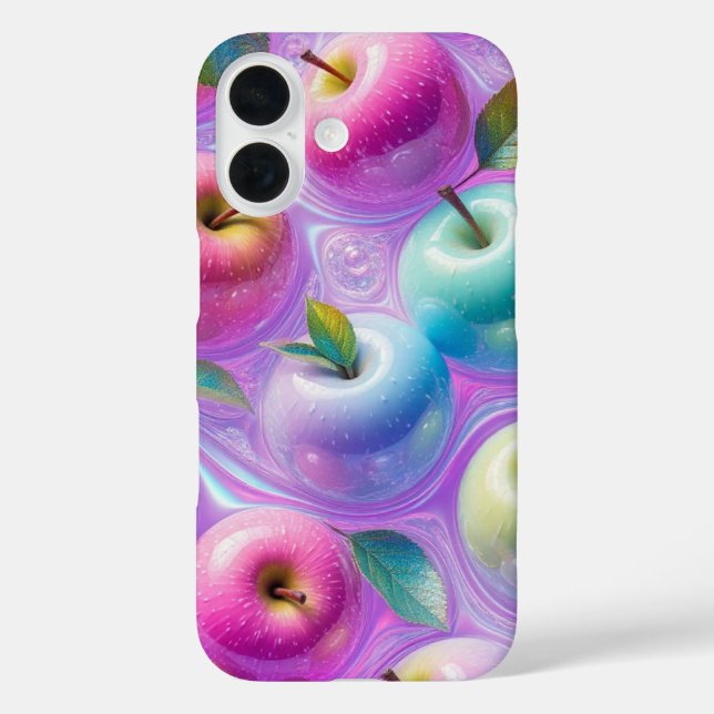 Funda iPhone 16 Arte de Manzana de Caramelo Irisado (Reverso )