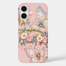 Funda iPhone 16 Arte de Mariposa Pastel Adorable
