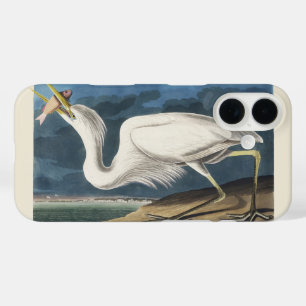 Funda iPhone 16 Arte de Pájaro de la Gran Garza Blanca Vintage Aud