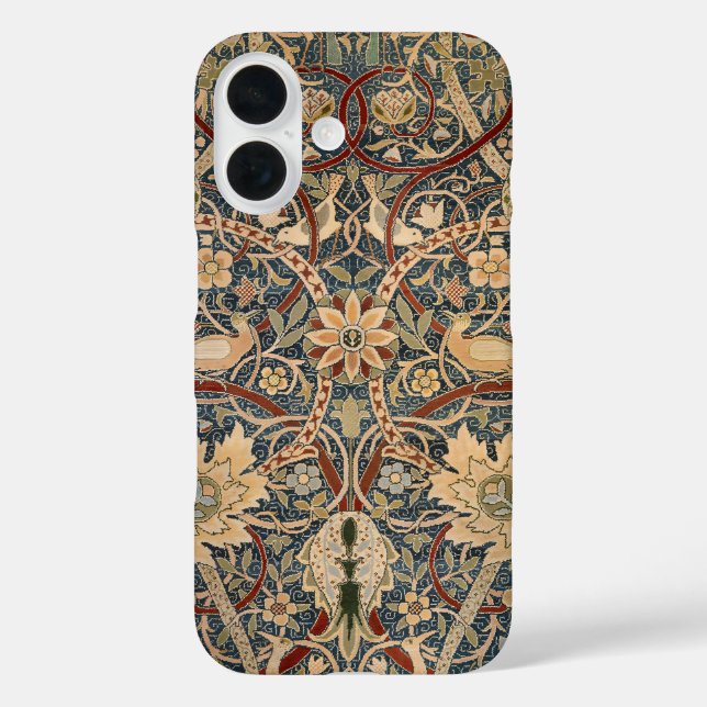 Funda iPhone 16 Arte de pájaros vintage de William Morris Bullersw (Reverso )