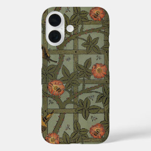 Funda iPhone 16 Arte de papel pintado de enrejado de William Morri