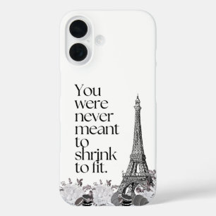 Funda iPhone 16 Arte de pared con cita motivacional de la Torre Ei
