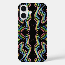 Funda iPhone 16 Arte de patrón de filas de cintas de colores de ar