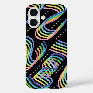 Funda iPhone 16 Arte de patrón de filas de cintas de colores de ar