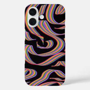Funda iPhone 16 Arte de patrón de giros de cinta de colores de arc