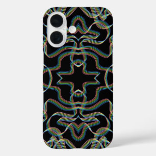 Funda iPhone 16 Arte de patrón de rollo de cinta de colores de arc