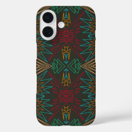 Funda iPhone 16 Arte de patrón geométrico delineado Azteca Nativo 