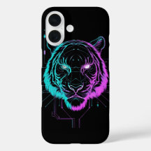 Arte de tigre digital neón