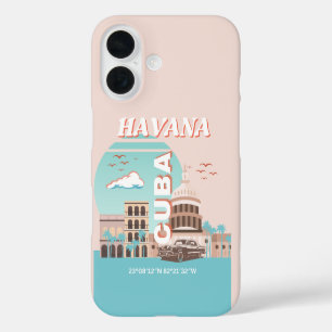 Funda iPhone 16 Arte de viaje retro de La Habana Cuba