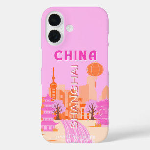 Funda iPhone 16 Arte de Viaje Rosa Shanghai China