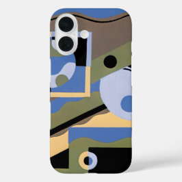 Funda iPhone 16 Arte Deco Pochoir Vintage Patrón de Jazz Cubismo