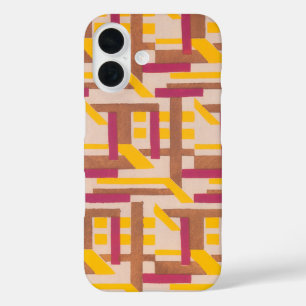 Funda iPhone 16 Arte Deco Vintage Jazz Pochoir Patrón Geométrico