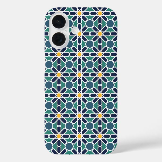 Funda iPhone 16 Arte del patrón Zellige marroquí (Zelij) (Reverso )