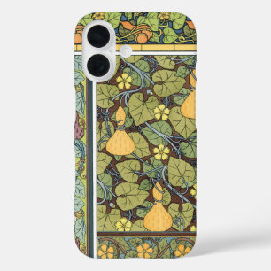 Funda iPhone 16 Arte floral antiguo Nouveau verduras, calabazas