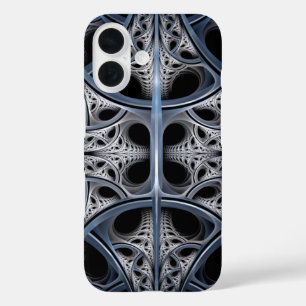 Funda iPhone 16 Arte fractal geométrico en el salón esquelético