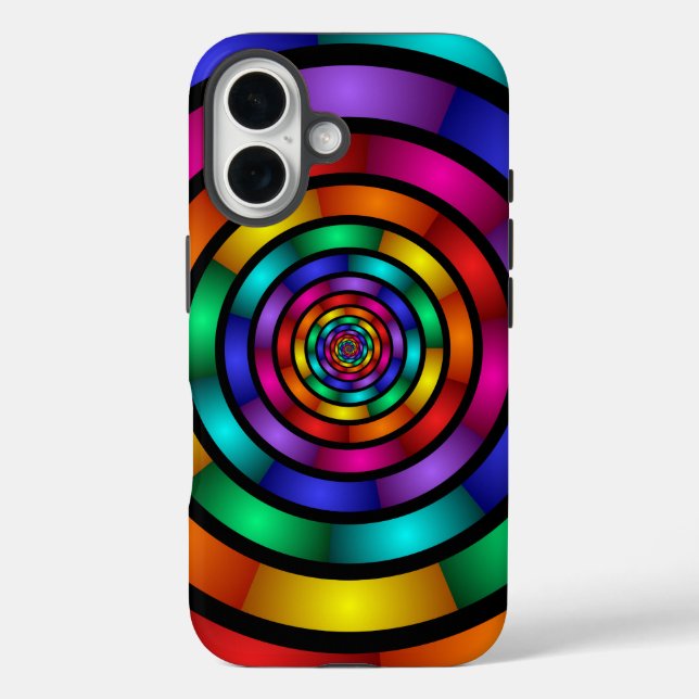 Funda iPhone 16 Arte fractal moderno y psicodélico (Reverso )