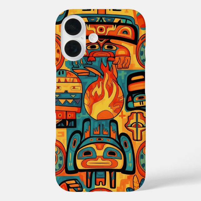 FUNDA iPhone 16 ARTE INDÍGENA AMERICANO TRADICIONAL (Reverso )