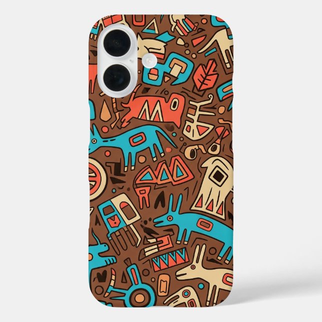 Funda iPhone 16 arte indio apache tradicional (Reverso )