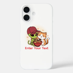 Funda iPhone 16 Arte Kawaii de Ramen de Gato Alien Adorable