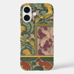 Funda iPhone 16 Arte Nouveau Verde Salvia Pendiente Mariposa Abubi