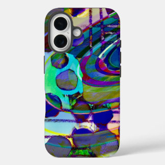 Funda iPhone 16 Arte pop geométrico moderno azul negro