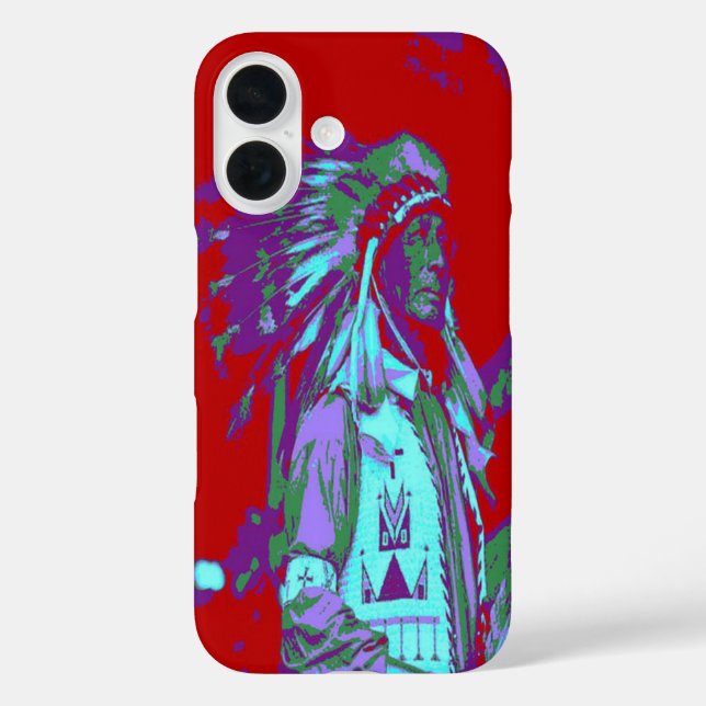 Funda iPhone 16 Arte pop nativo americano (Reverso )