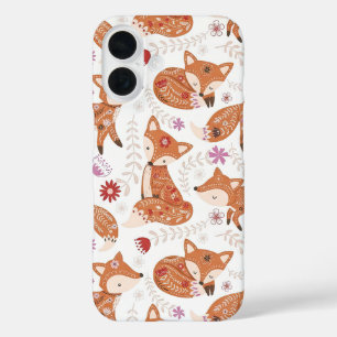 Funda iPhone 16 Arte Popular Caprichoso Zorro y Flores