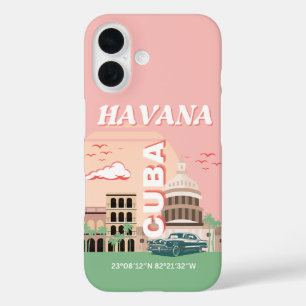 Funda iPhone 16 Arte retro vintage de La Habana Cuba