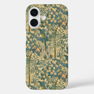 Funda iPhone 16 Arte vintage de Walter Crane de guacamayo y frutas