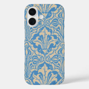 Funda iPhone 16 Arte vintage de Walter Crane de semilla y flor azu